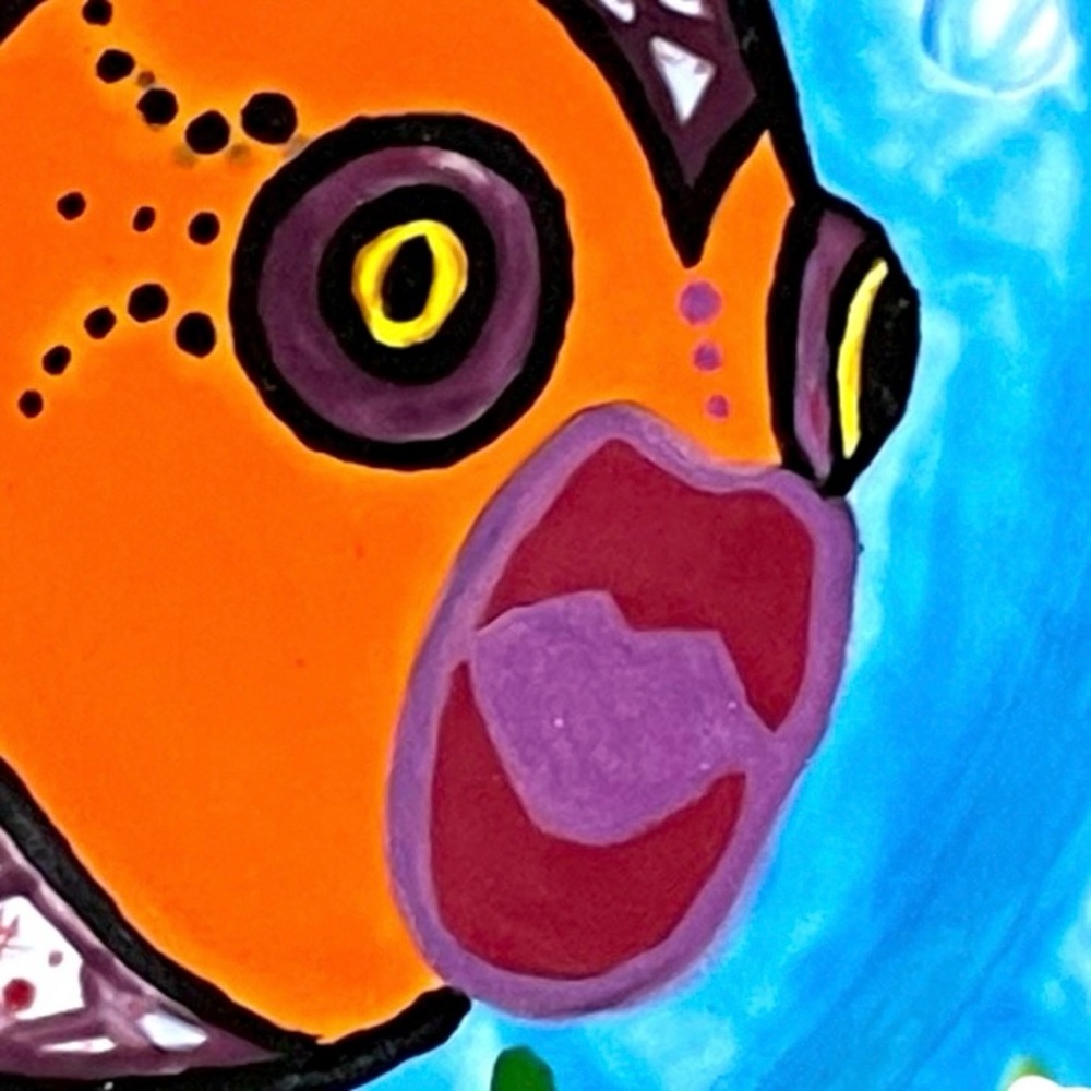 Colorful Fishy Face Ceramic Plate - Picture 5 of 7